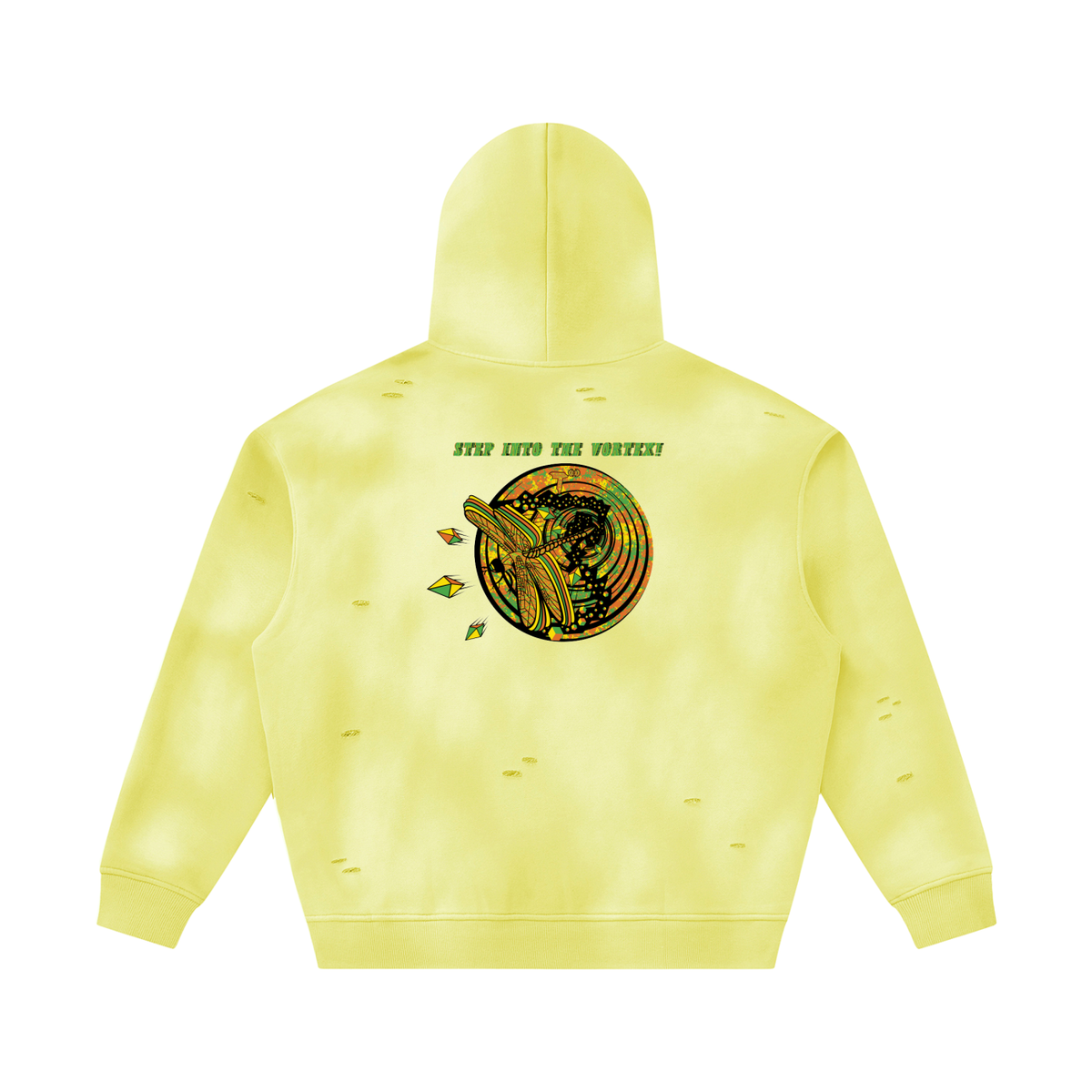 Unisex Sunfade Frayed Fleece Hoodie