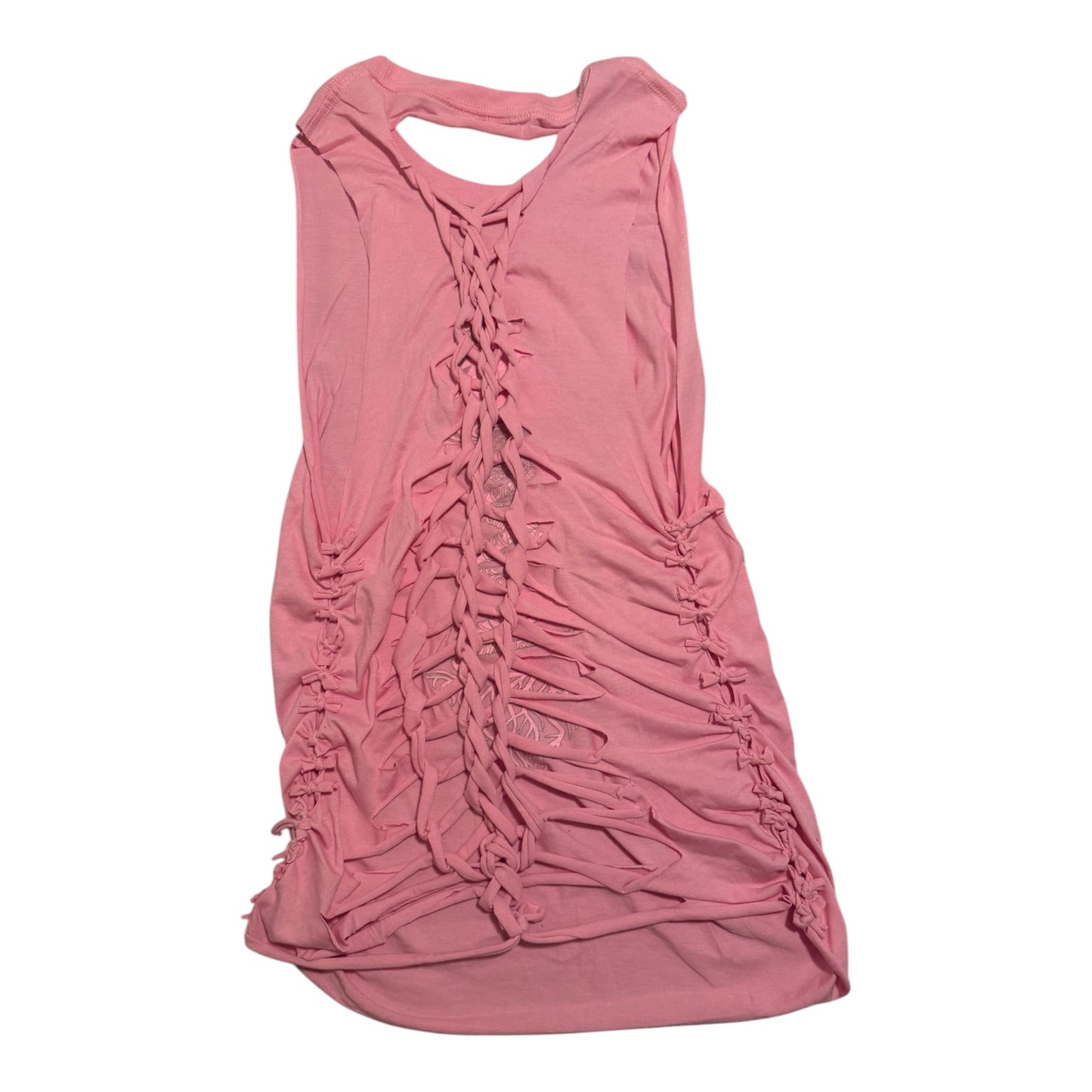 52% Cotton 48% Poly Custom SIDE & BACK cut up Pink Bella Canvas Shirt