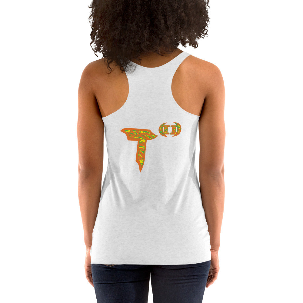 Next Level Women's Racerback Tank "DNA TREE VORTEX" Tiger Stripe Tang Edition