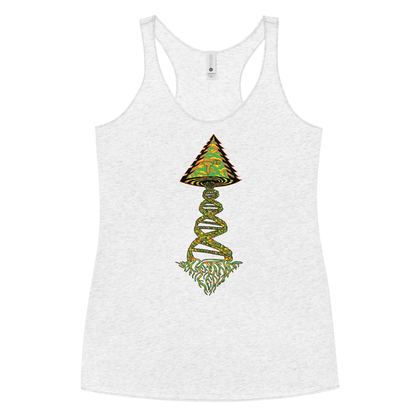 Next Level Women's Racerback Tank "DNA TREE VORTEX" Tiger Stripe Tang Edition