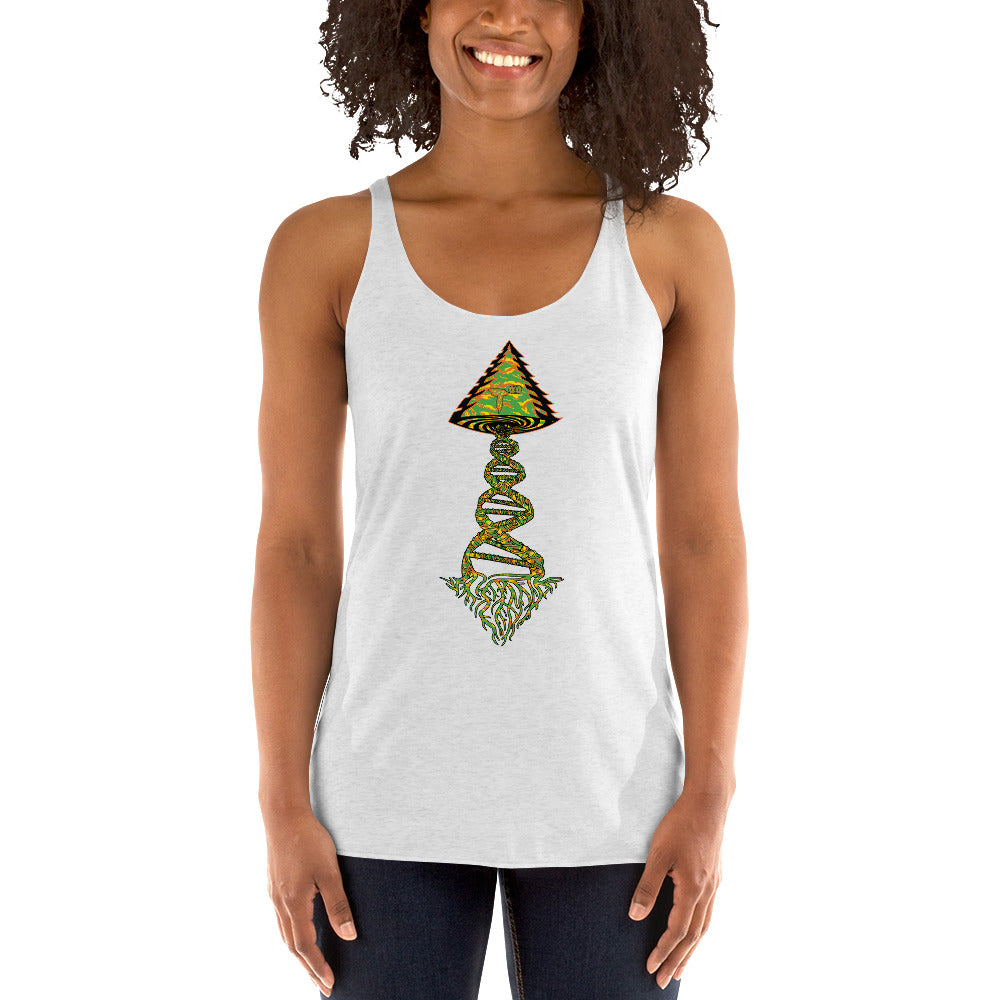 Next Level Women's Racerback Tank "DNA TREE VORTEX" Tiger Stripe Tang Edition