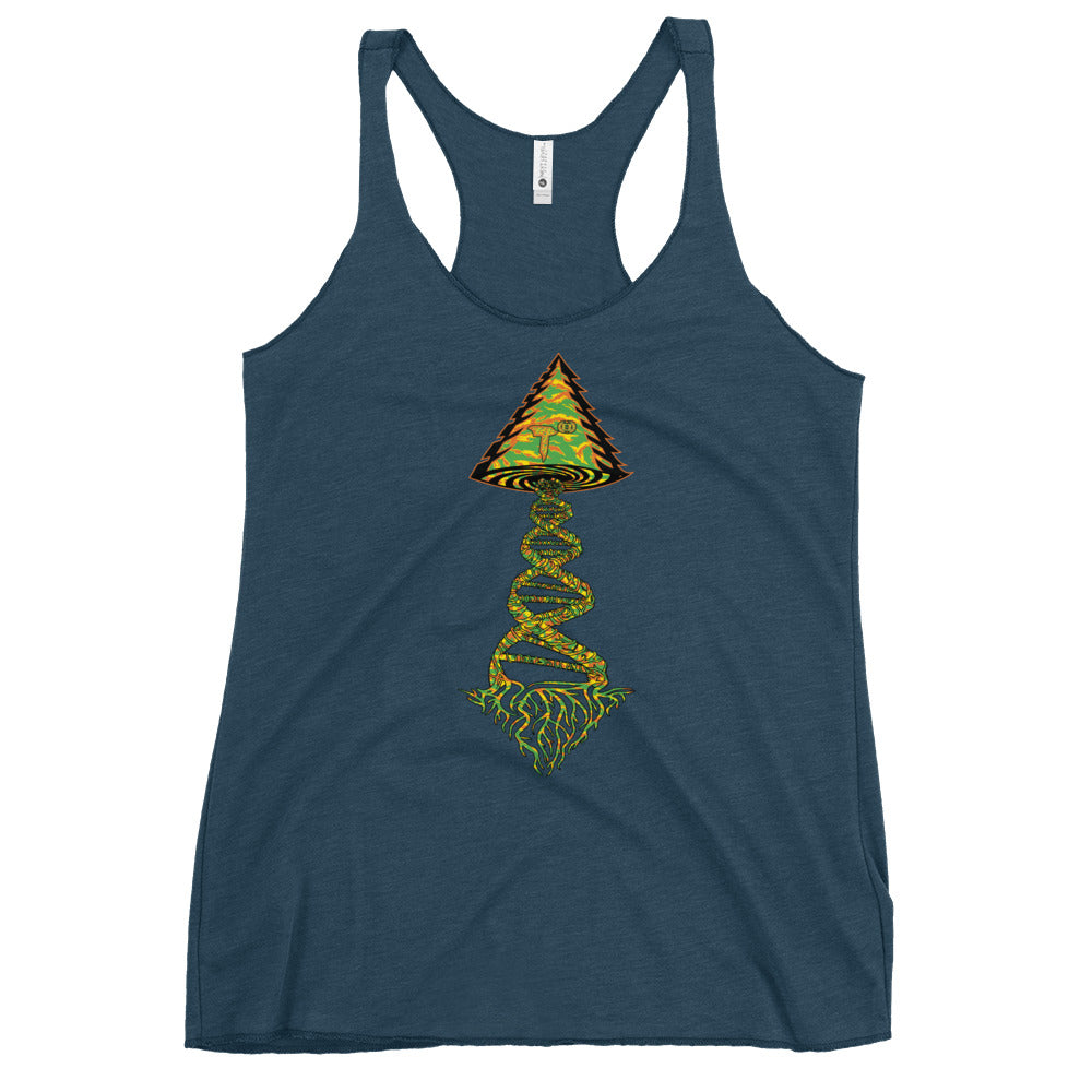 Next Level Women's Racerback Tank "DNA TREE VORTEX" Tiger Stripe Tang Edition