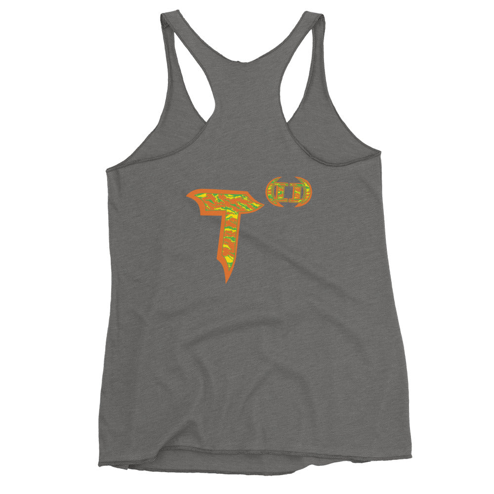 Next Level Women's Racerback Tank "DNA TREE VORTEX" Tiger Stripe Tang Edition