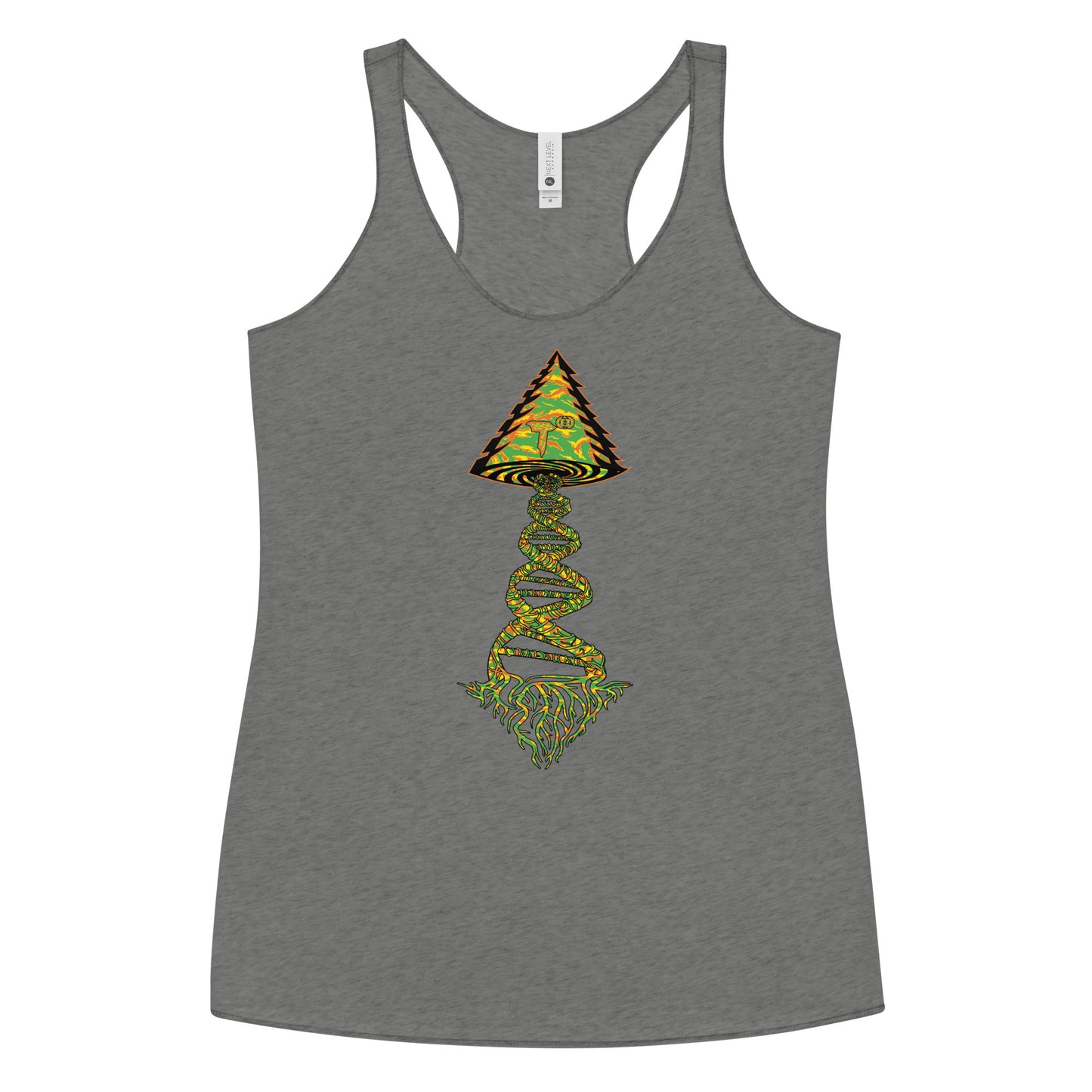 Next Level Women's Racerback Tank "DNA TREE VORTEX" Tiger Stripe Tang Edition