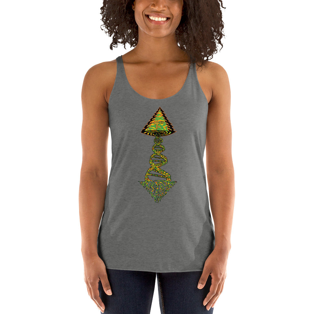 Next Level Women's Racerback Tank "DNA TREE VORTEX" Tiger Stripe Tang Edition