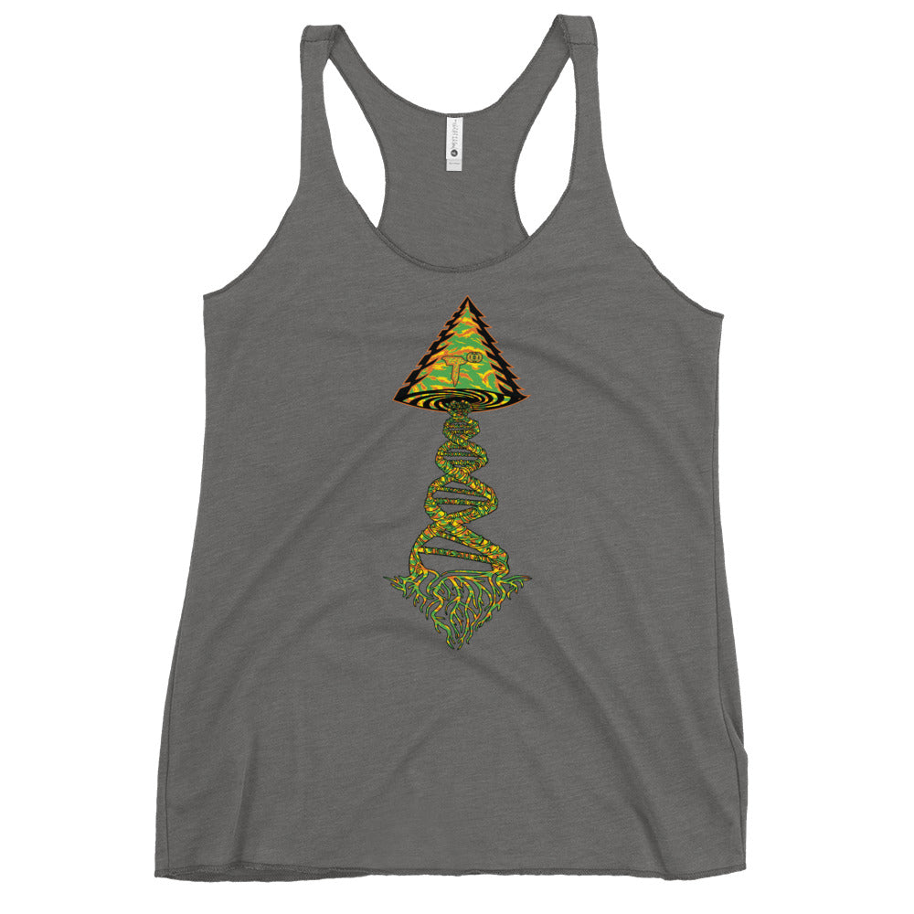 Next Level Women's Racerback Tank "DNA TREE VORTEX" Tiger Stripe Tang Edition