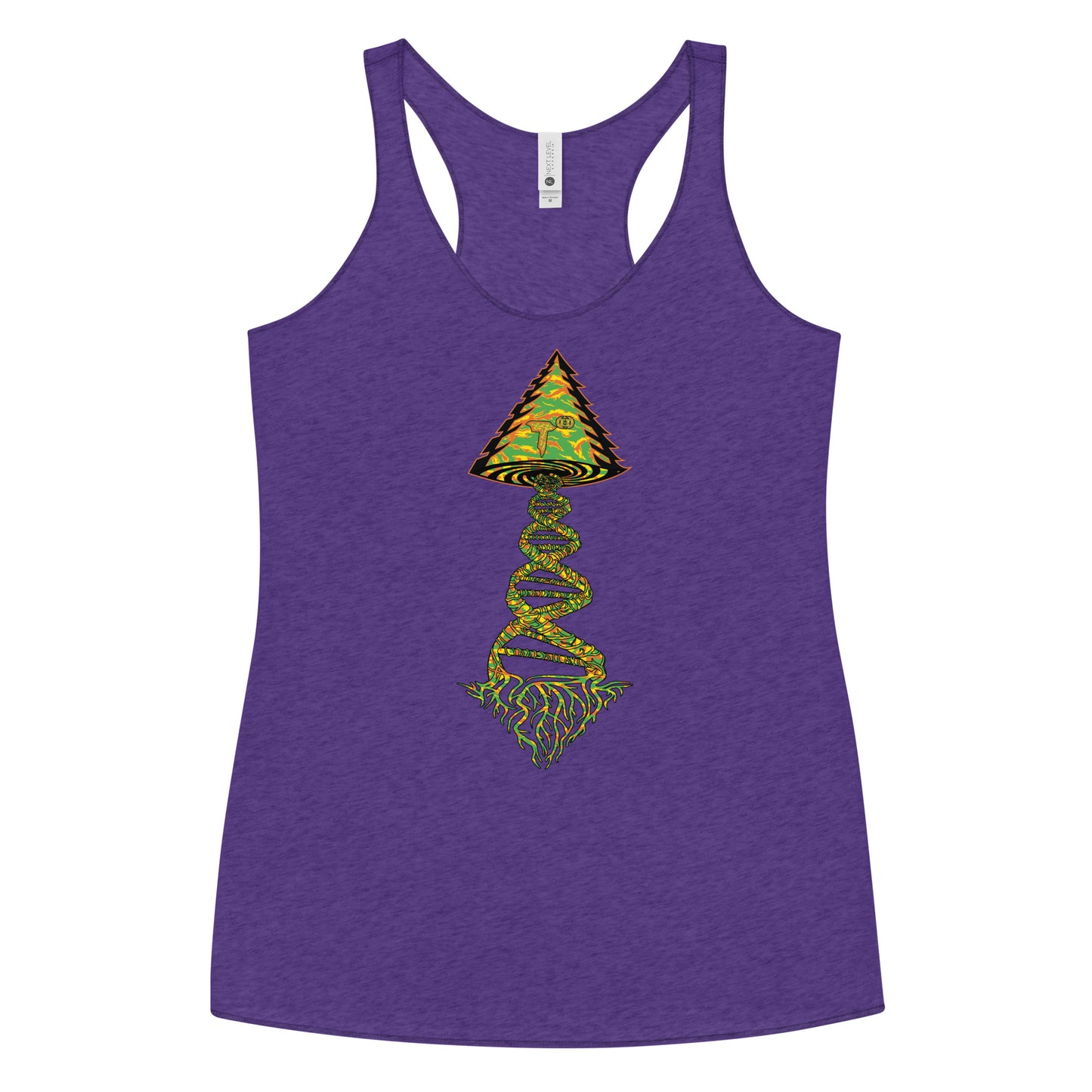 Next Level Women's Racerback Tank "DNA TREE VORTEX" Tiger Stripe Tang Edition