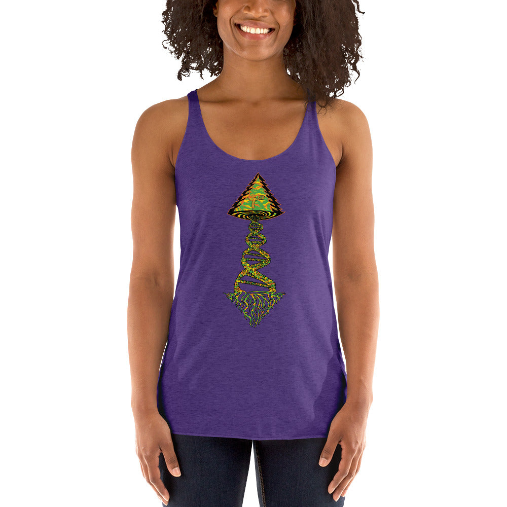Next Level Women's Racerback Tank "DNA TREE VORTEX" Tiger Stripe Tang Edition