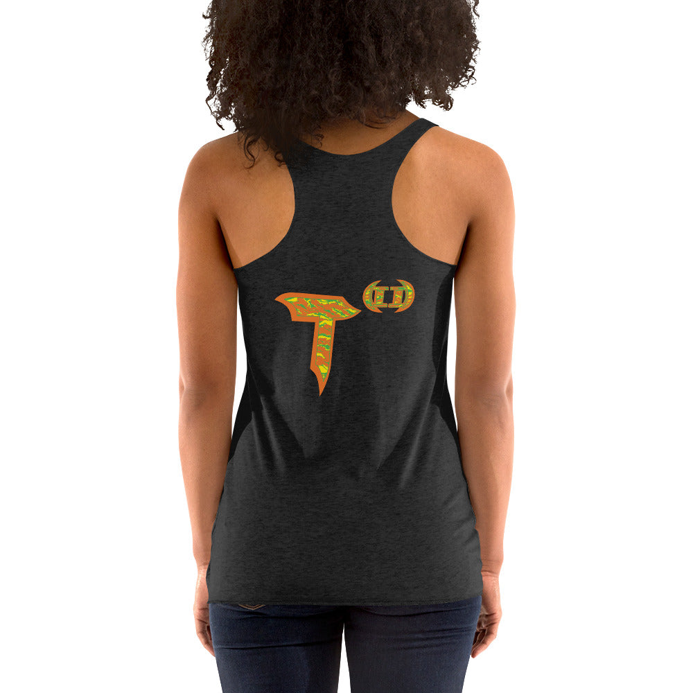 Next Level Women's Racerback Tank "DNA TREE VORTEX" Tiger Stripe Tang Edition