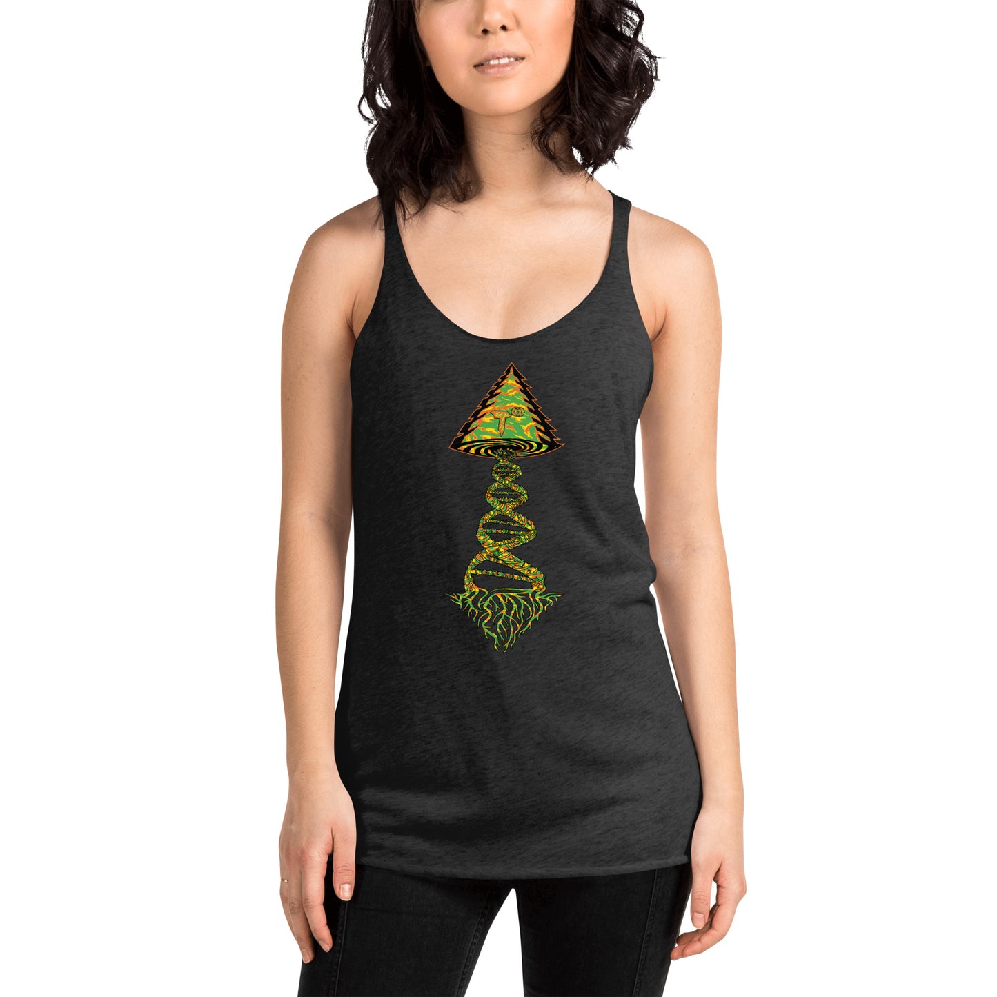 Next Level Women's Racerback Tank "DNA TREE VORTEX" Tiger Stripe Tang Edition