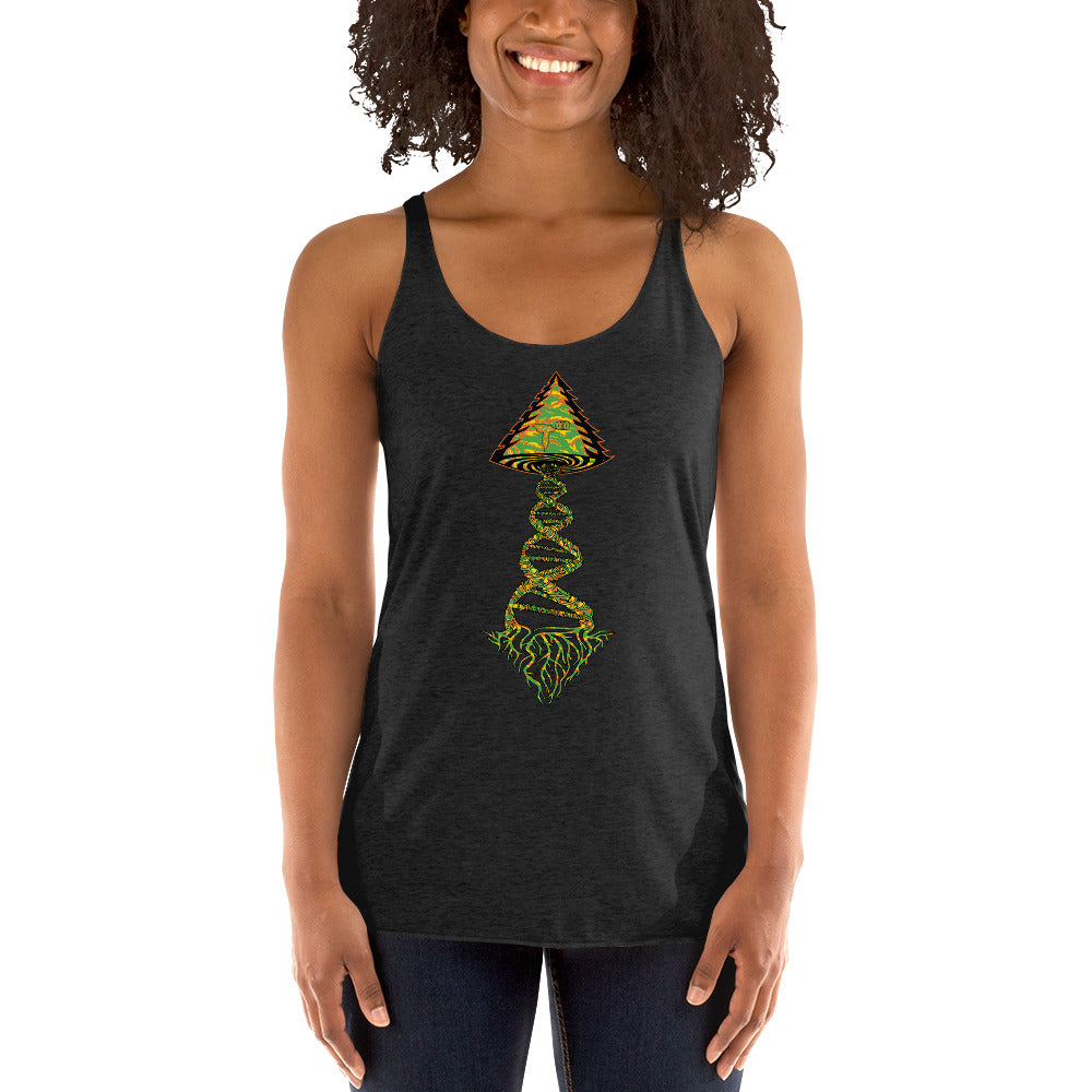 Next Level Women's Racerback Tank "DNA TREE VORTEX" Tiger Stripe Tang Edition