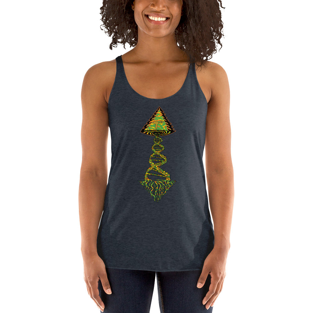 Next Level Women's Racerback Tank "DNA TREE VORTEX" Tiger Stripe Tang Edition