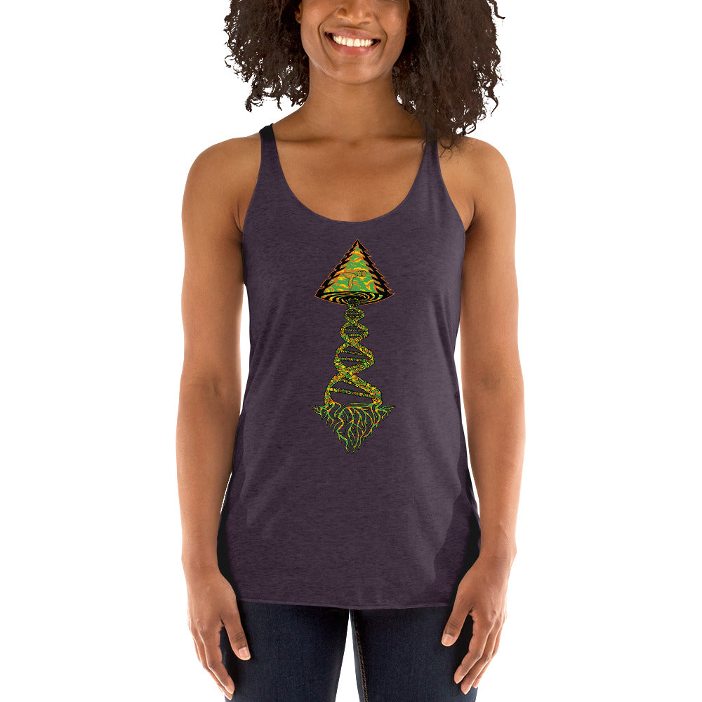 Next Level Women's Racerback Tank "DNA TREE VORTEX" Tiger Stripe Tang Edition