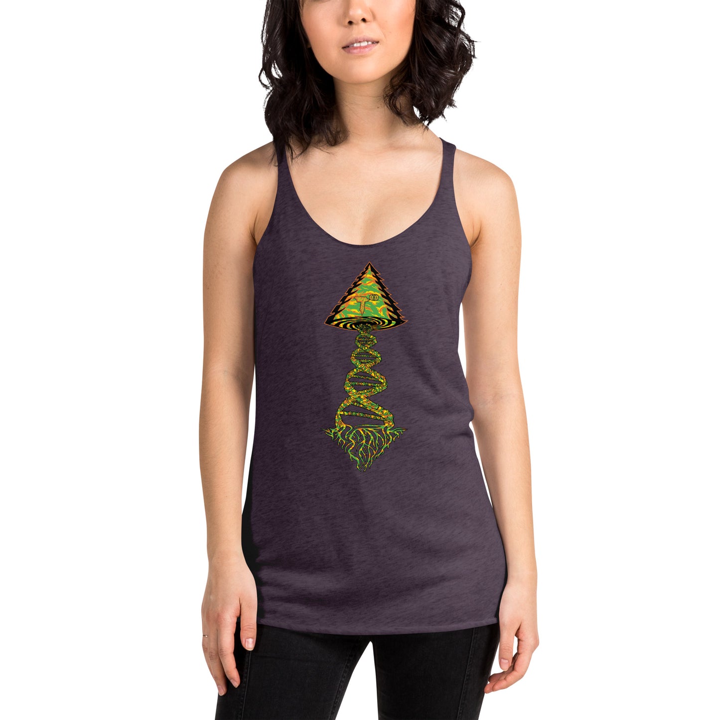Next Level Women's Racerback Tank "DNA TREE VORTEX" Tiger Stripe Tang Edition