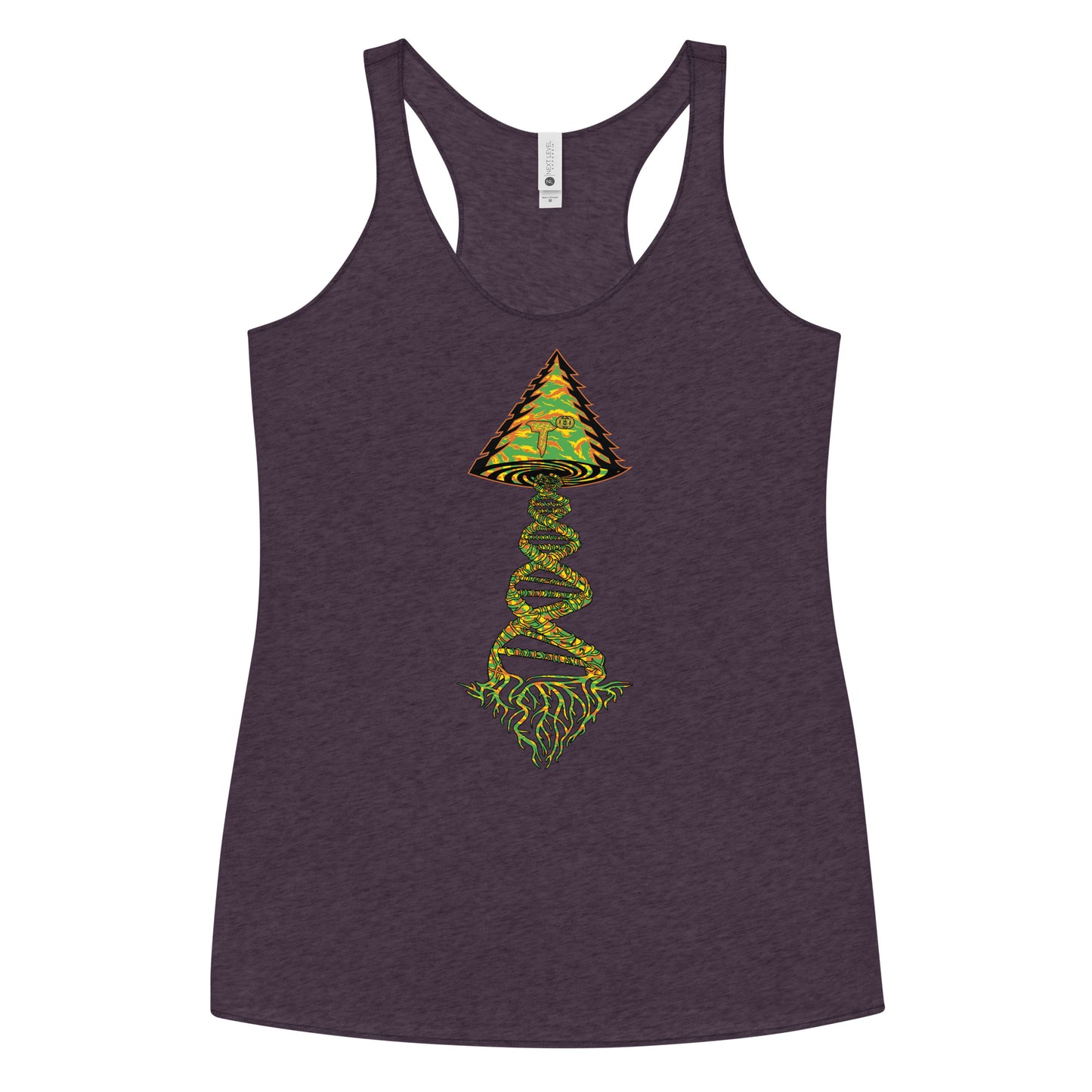 Next Level Women's Racerback Tank "DNA TREE VORTEX" Tiger Stripe Tang Edition