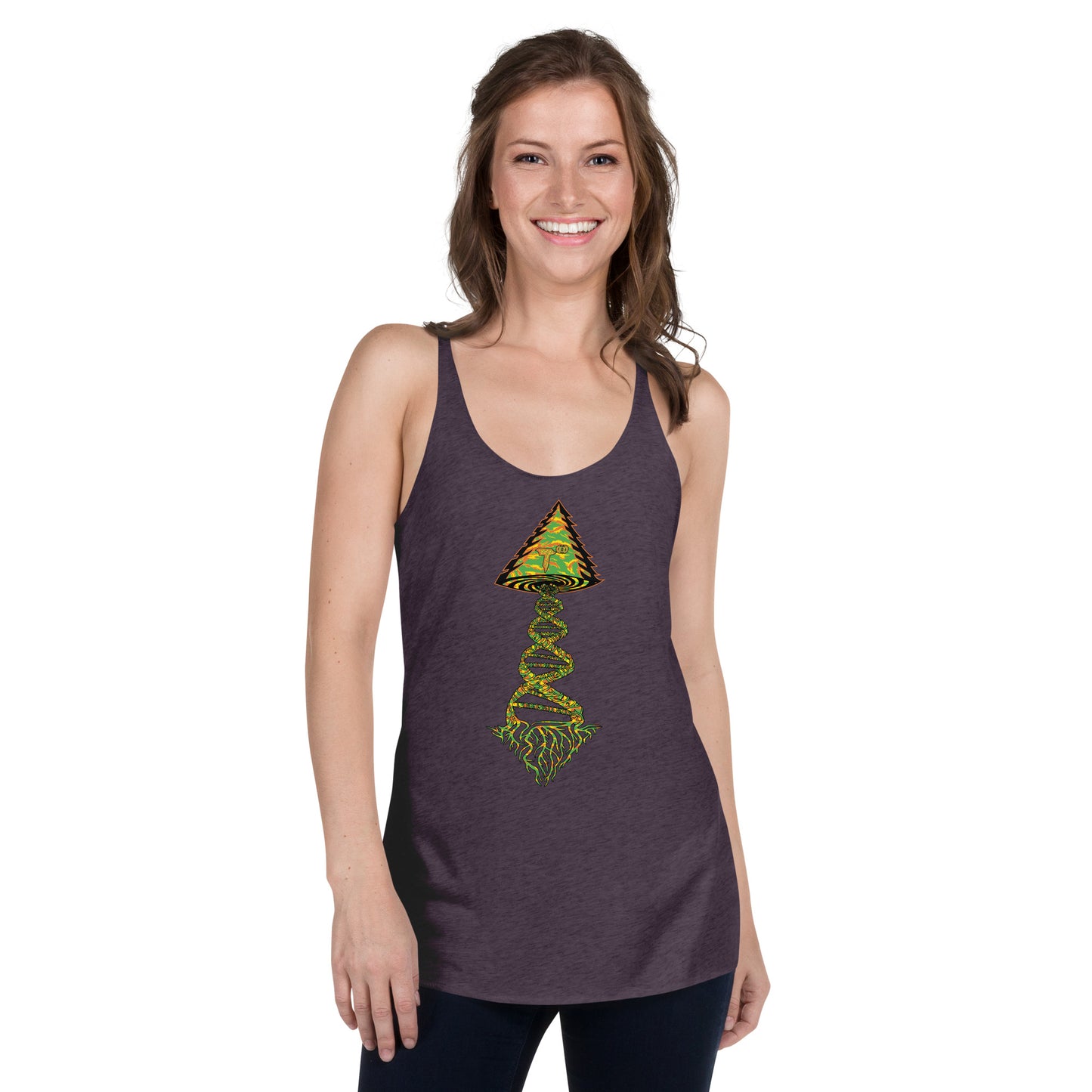 Next Level Women's Racerback Tank "DNA TREE VORTEX" Tiger Stripe Tang Edition