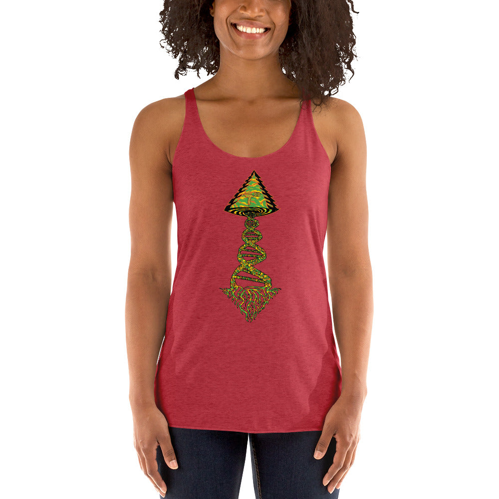 Next Level Women's Racerback Tank "DNA TREE VORTEX" Tiger Stripe Tang Edition