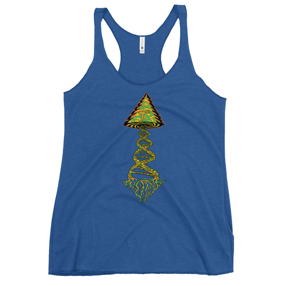 Next Level Women's Racerback Tank "DNA TREE VORTEX" Tiger Stripe Tang Edition