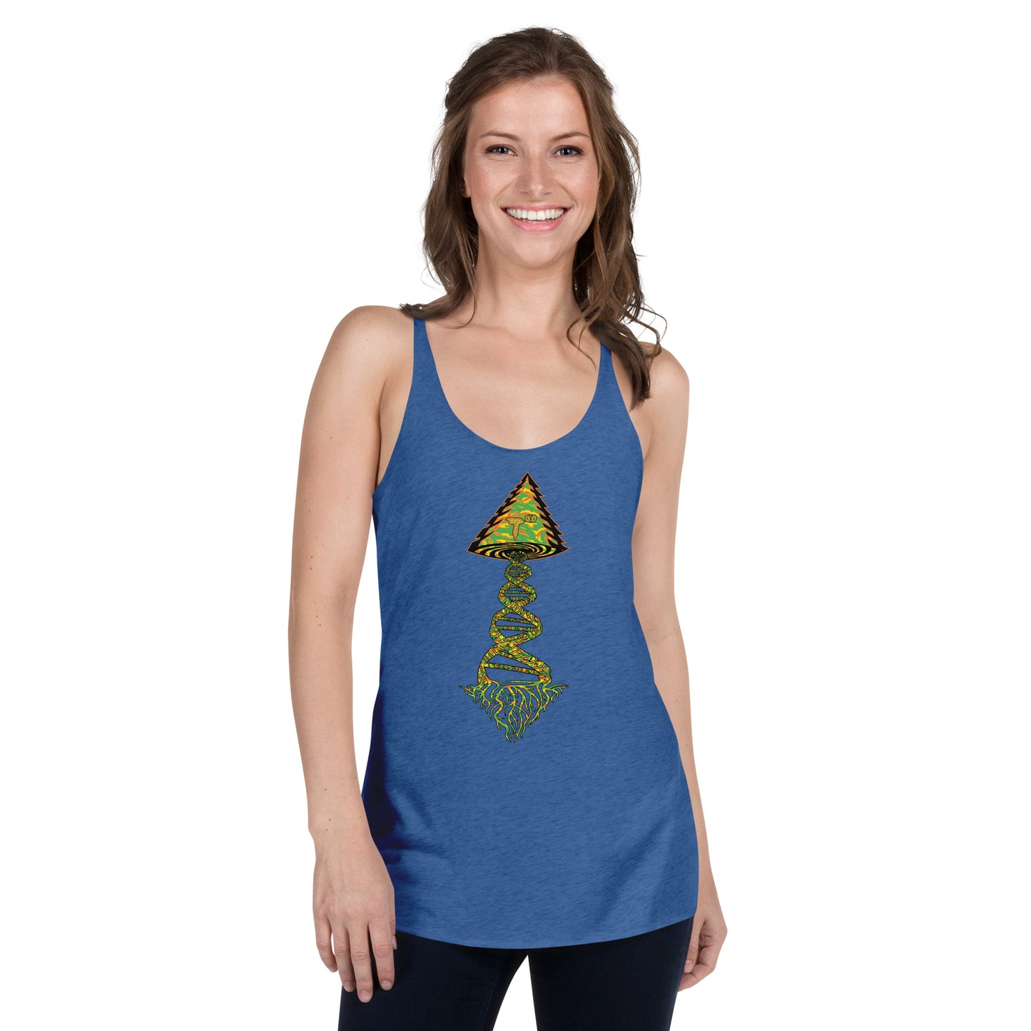 Next Level Women's Racerback Tank "DNA TREE VORTEX" Tiger Stripe Tang Edition