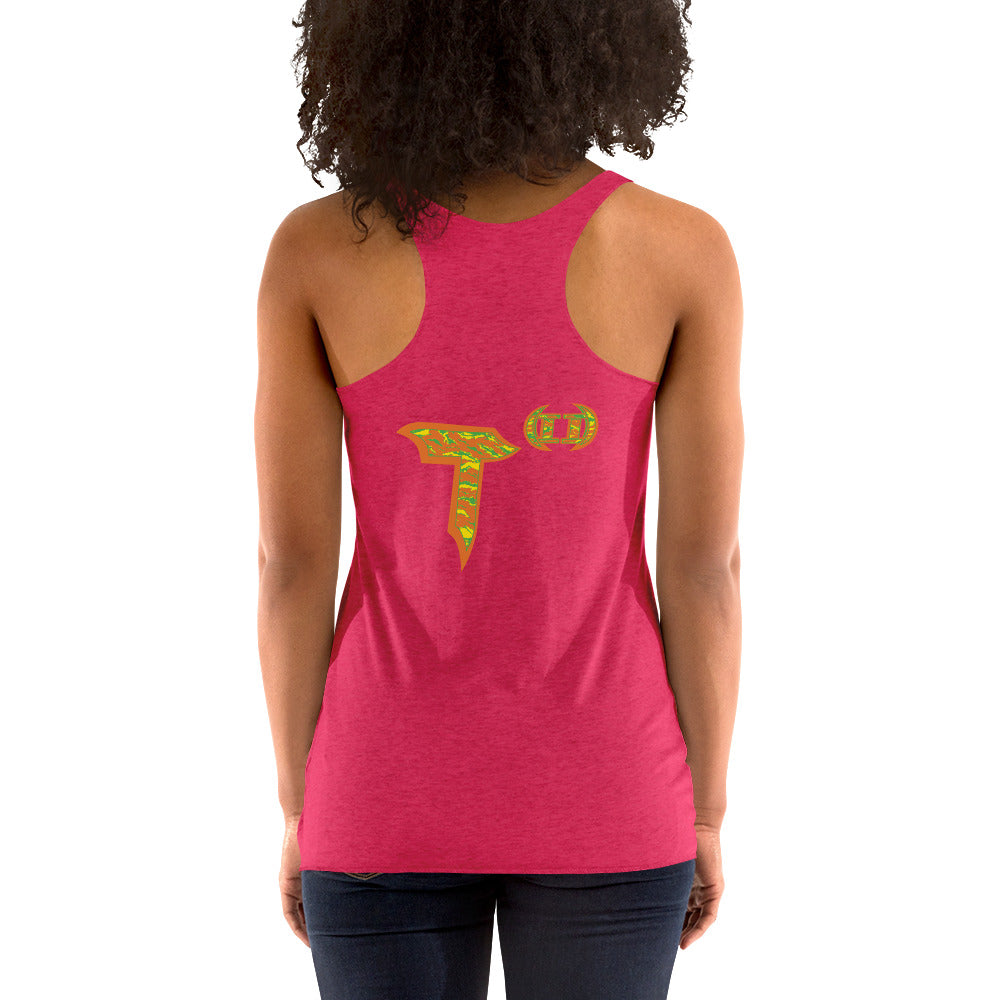 Next Level Women's Racerback Tank "DNA TREE VORTEX" Tiger Stripe Tang Edition