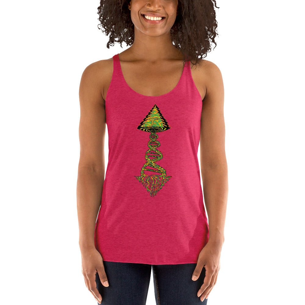 Next Level Women's Racerback Tank "DNA TREE VORTEX" Tiger Stripe Tang Edition