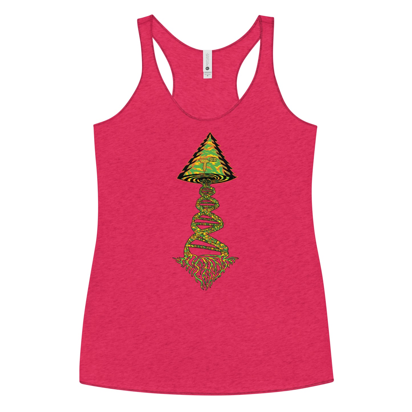 Next Level Women's Racerback Tank "DNA TREE VORTEX" Tiger Stripe Tang Edition