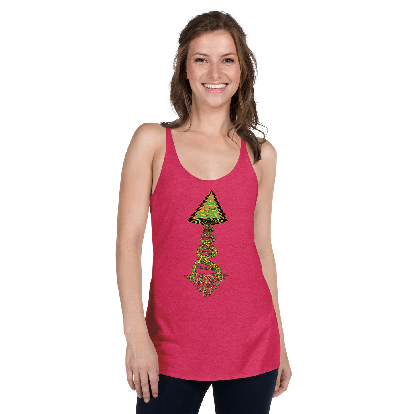 Next Level Women's Racerback Tank "DNA TREE VORTEX" Tiger Stripe Tang Edition