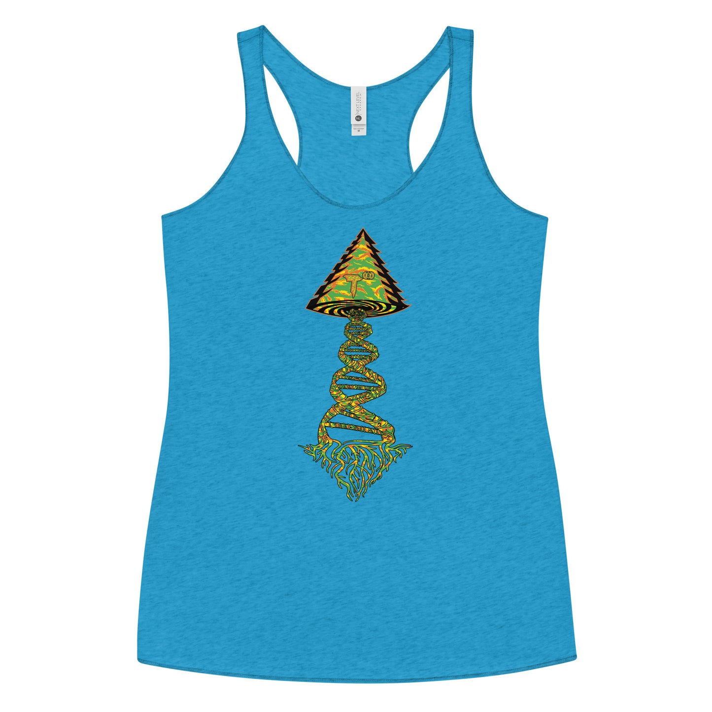 Next Level Women's Racerback Tank "DNA TREE VORTEX" Tiger Stripe Tang Edition