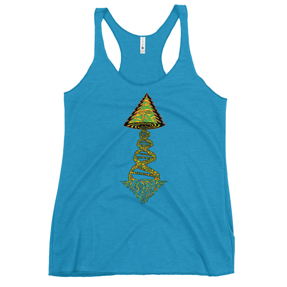 Next Level Women's Racerback Tank "DNA TREE VORTEX" Tiger Stripe Tang Edition