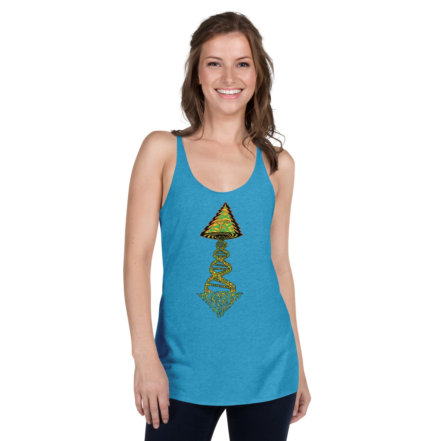 Next Level Women's Racerback Tank "DNA TREE VORTEX" Tiger Stripe Tang Edition