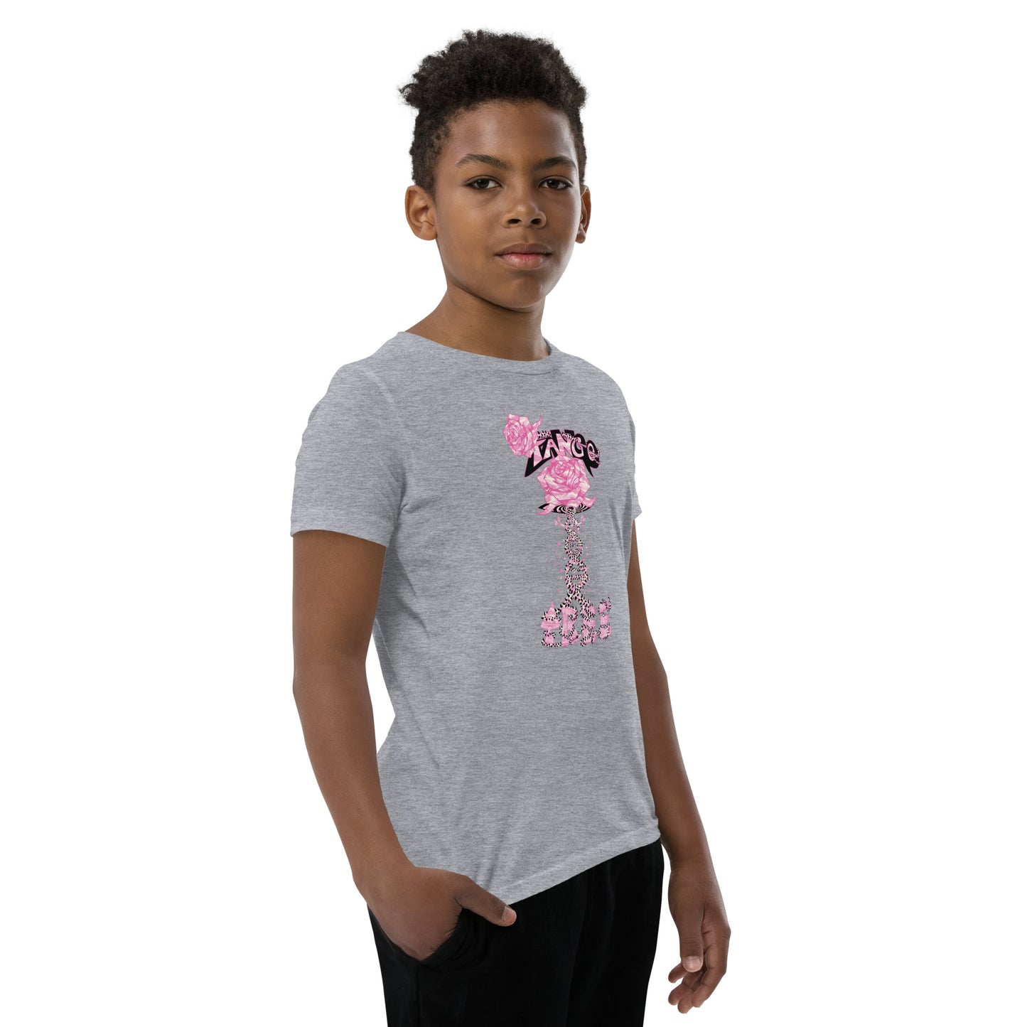 Youth Short Sleeve T-Shirt "Tango Pink Rose of Life Vortex"