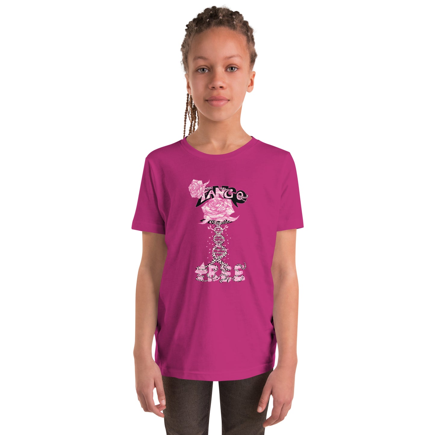 Youth Short Sleeve T-Shirt "Tango Pink Rose of Life Vortex"