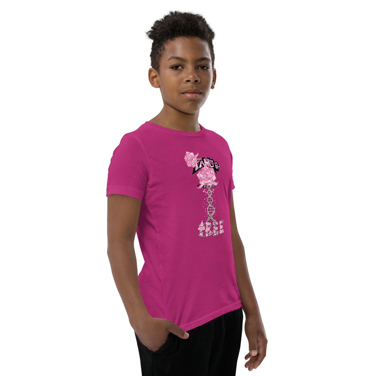 Youth Short Sleeve T-Shirt "Tango Pink Rose of Life Vortex"