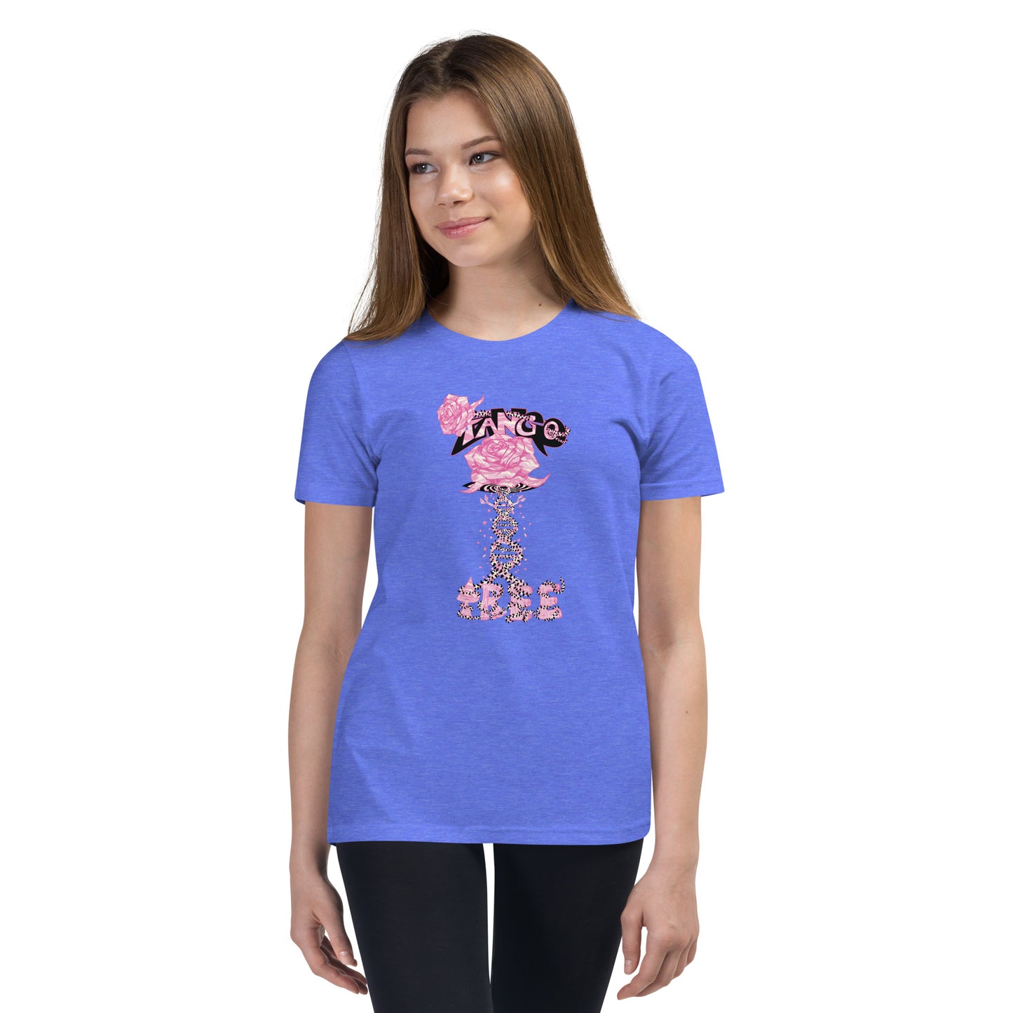 Youth Short Sleeve T-Shirt "Tango Pink Rose of Life Vortex"