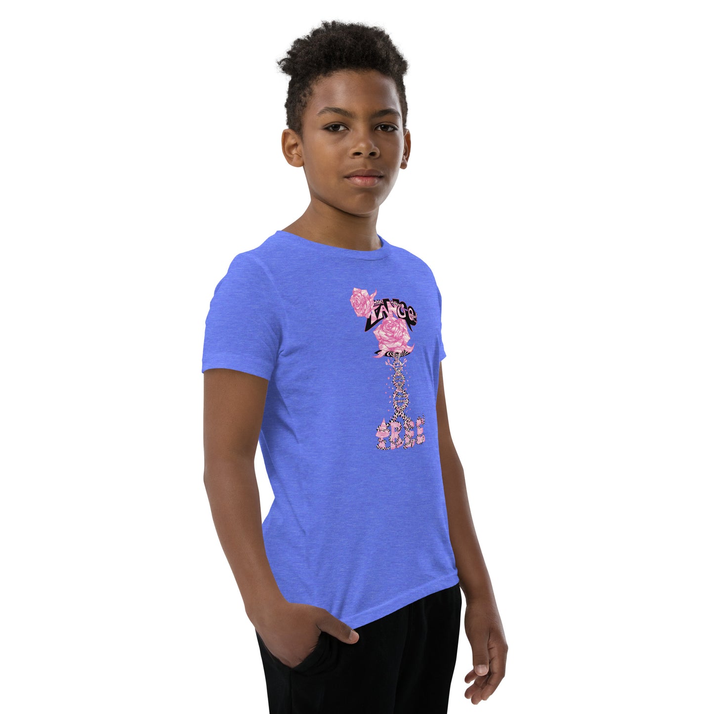 Youth Short Sleeve T-Shirt "Tango Pink Rose of Life Vortex"