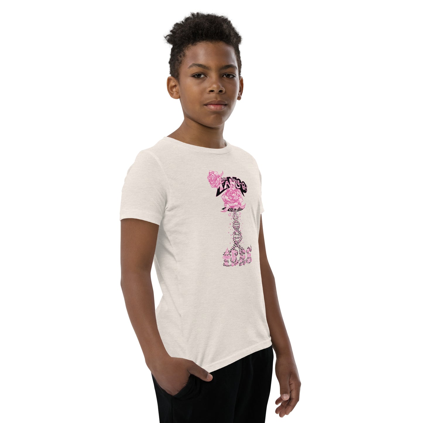 Youth Short Sleeve T-Shirt "Tango Pink Rose of Life Vortex"