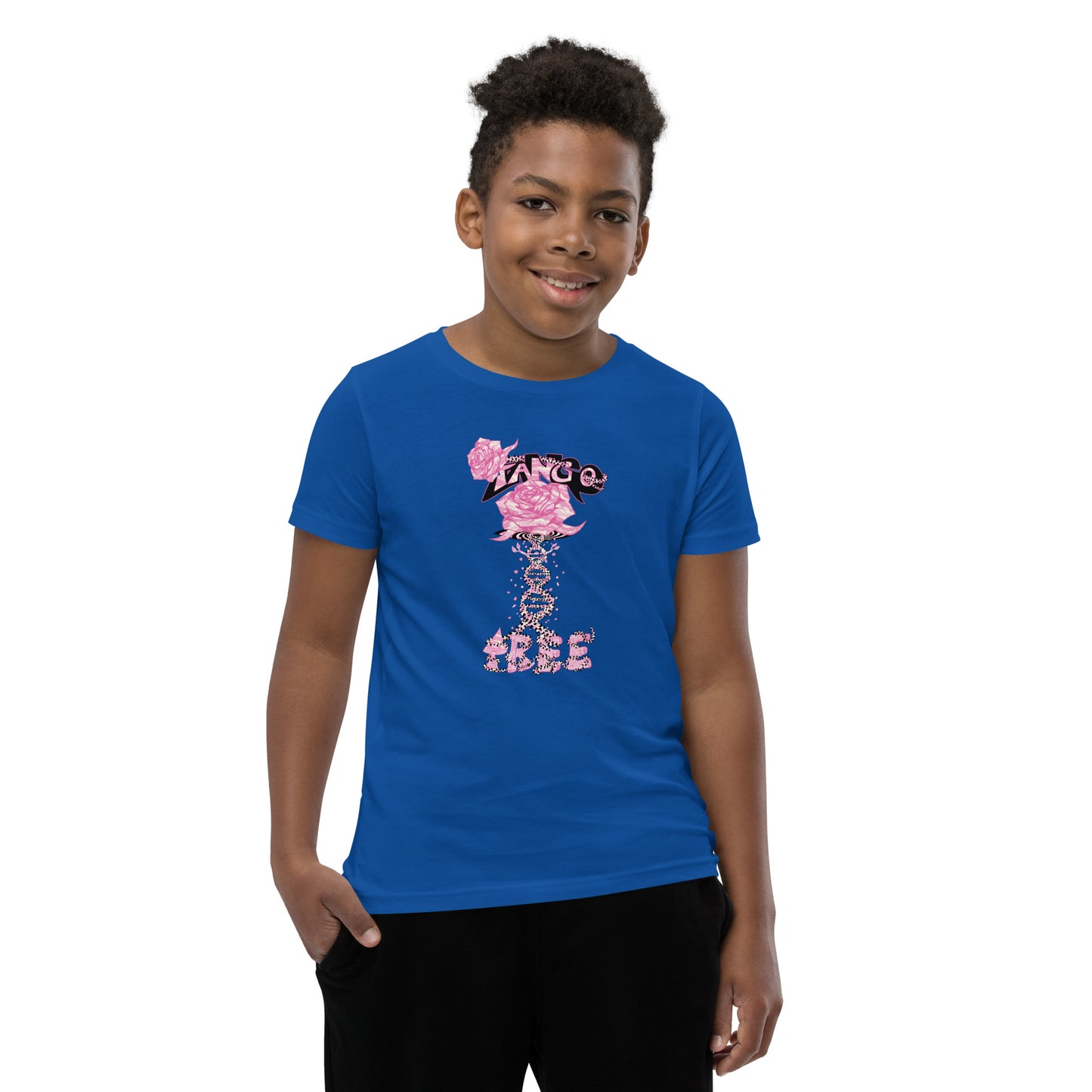 Youth Short Sleeve T-Shirt "Tango Pink Rose of Life Vortex"
