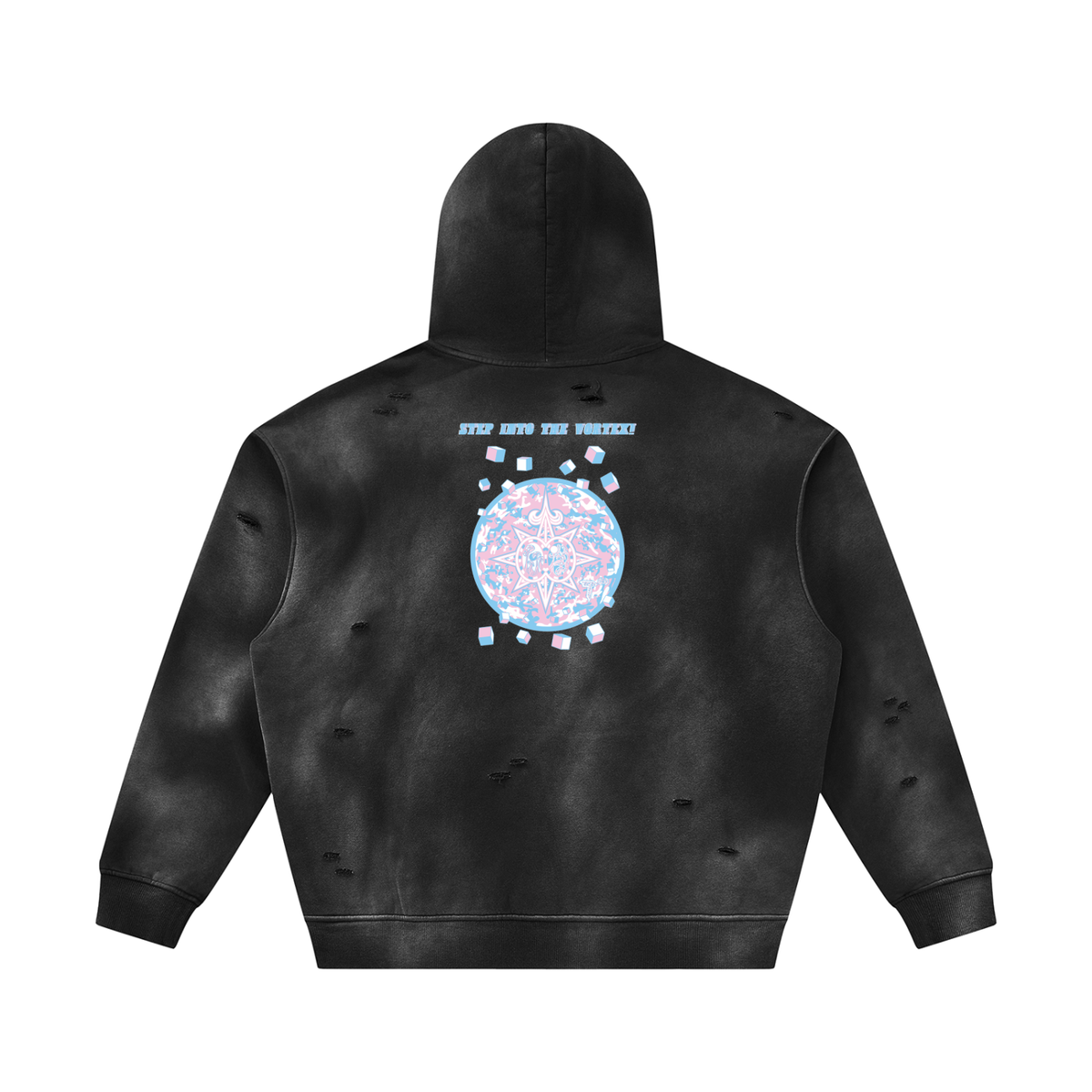 Unisex Sunfade Frayed Fleece Hoodie
