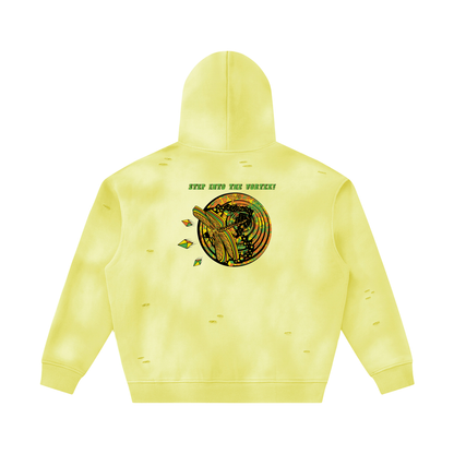 Unisex Sunfade Frayed Fleece Hoodie