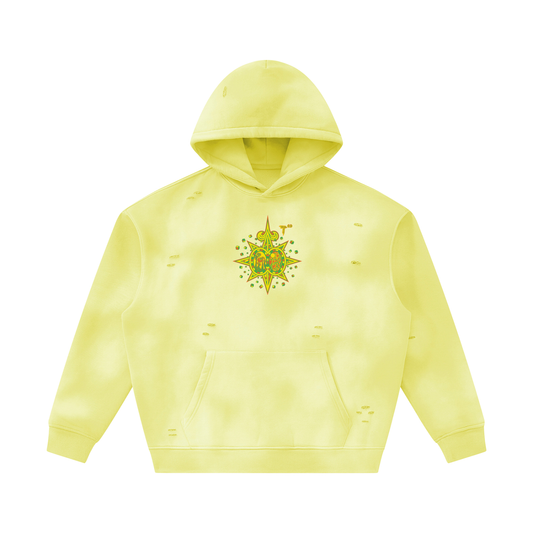 Unisex Sunfade Frayed Fleece Hoodie