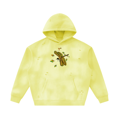 Unisex Sunfade Frayed Fleece Hoodie