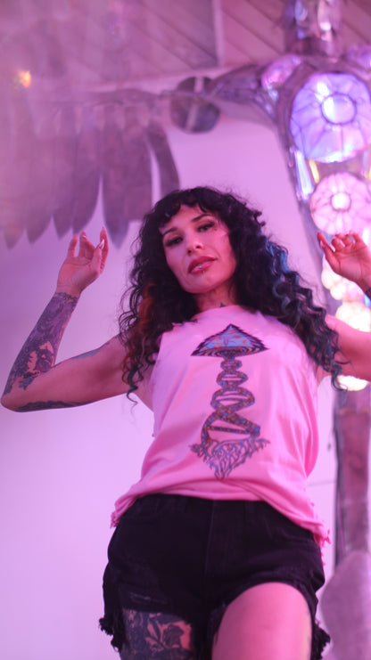 52% Cotton 48% Poly Pink Custom  back Cut up Bella Canvas Shirt