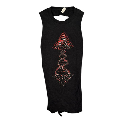 90% Cotton 10% Poly CUSTOM BACK & SIDE Cut up. Heather Black Bella Canvas Shirt