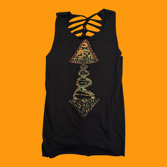 90% Cotton 10% Poly CUSTOM BACK Cut up Heather Black Bella Canvas Shirt