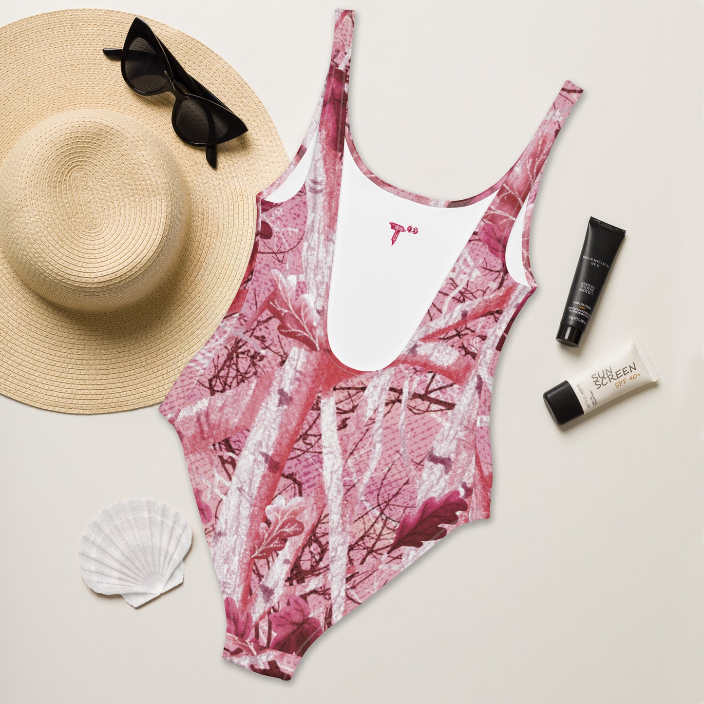 One-Piece Swimsuit "Tango Pink Real Tree"