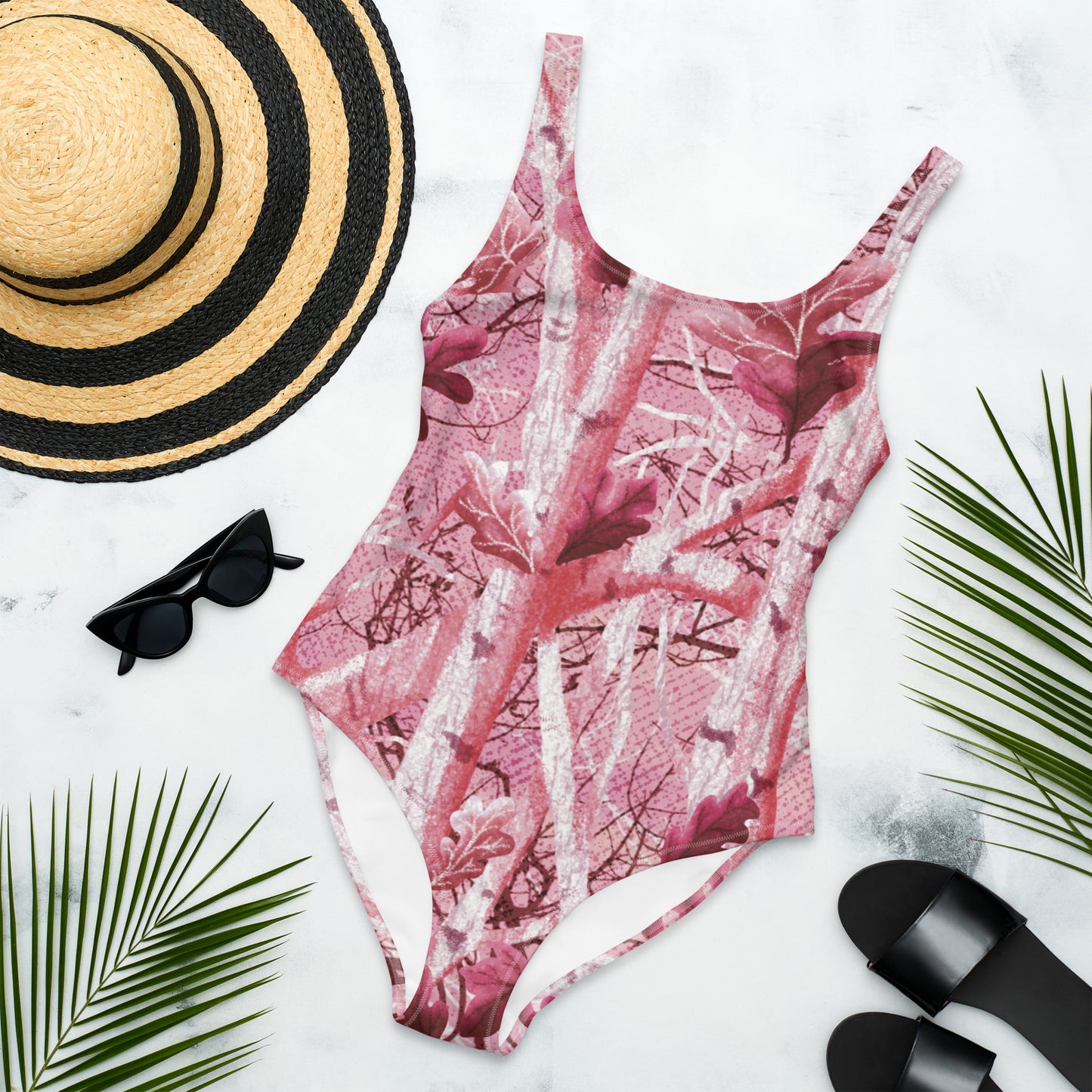 One-Piece Swimsuit "Tango Pink Real Tree"