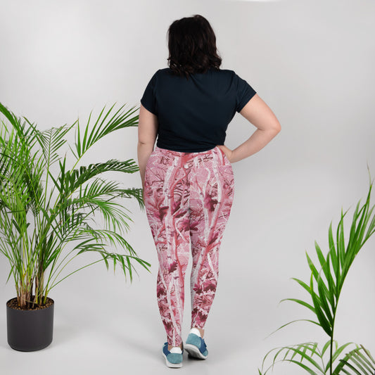 All-Over Print Plus Size Leggings "Tango Pink Real Tree"