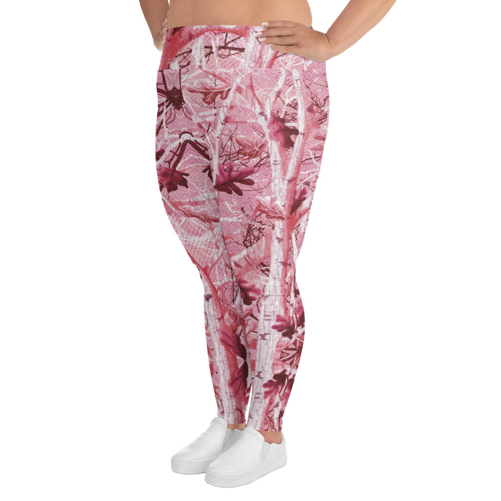 All-Over Print Plus Size Leggings "Tango Pink Real Tree"