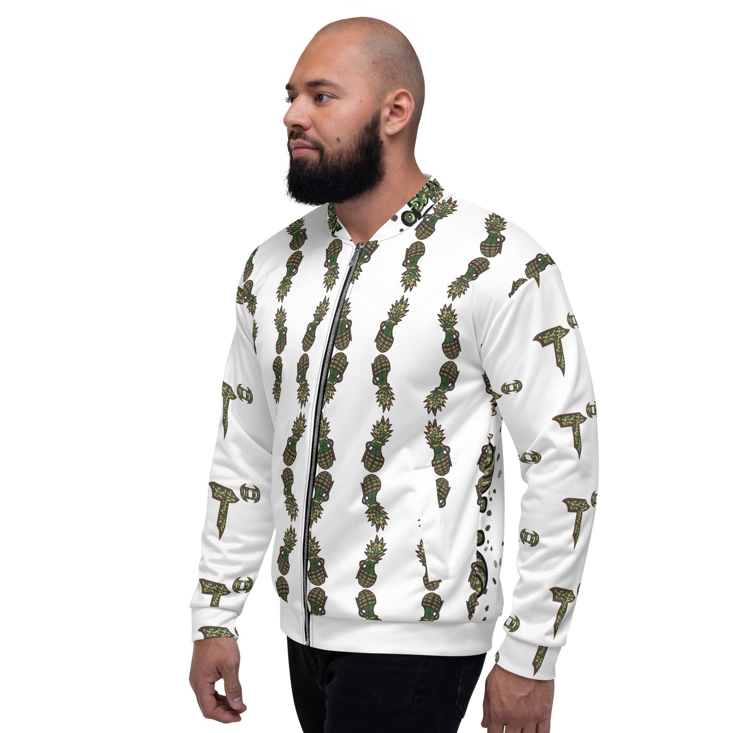 Unisex Bomber Jacket "Digi The Pineapple Grenade" Can't See Me Edition