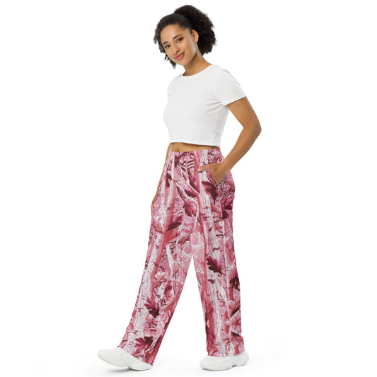 All-over print unisex wide-leg pants "Tango Pink Real Tree"